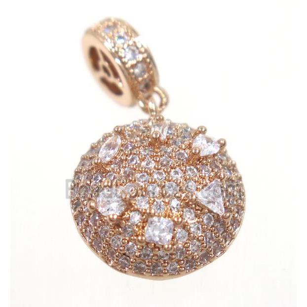 copper pendant paved zircon, rose gold