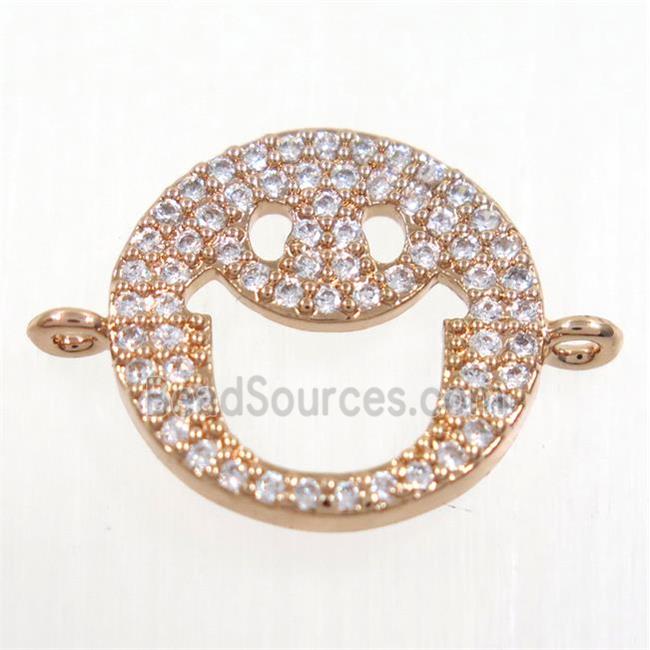 copper emoji face connector paved zircon, rose gold