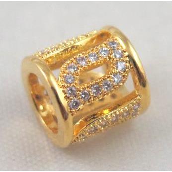 Zircon copper spacer bead, gold plated