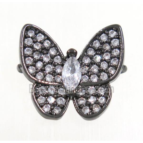 copper butterfly connector paved zircon, black plated