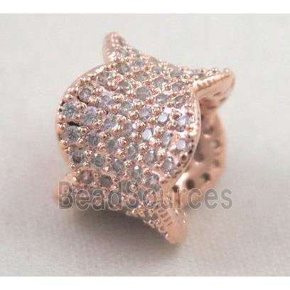 Zircon copper spacer bead, rose gold plated