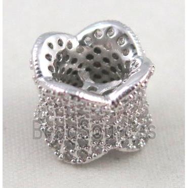 Zircon copper spacer bead, platinum plated