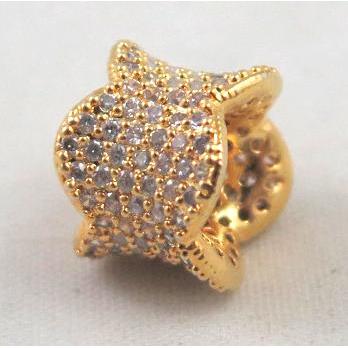 Zircon copper spacer bead, gold plated