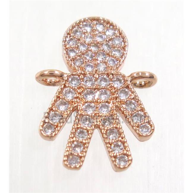 copper boy connector paved zircon, rose gold