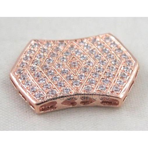 Zircon copper spacer bead, rose gold plated