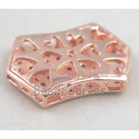 Zircon copper spacer bead, rose gold plated