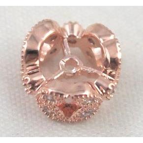 Zircon copper spacer bead, rose gold plated