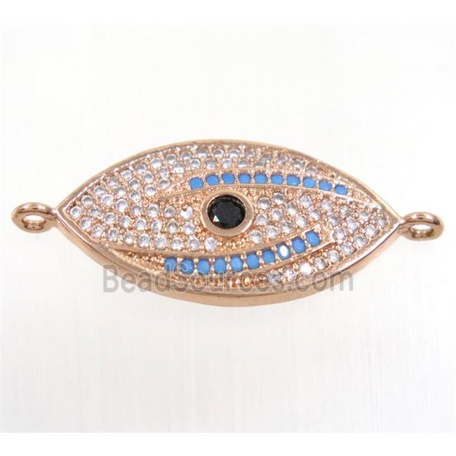 copper eye connector paved zircon, rose gold