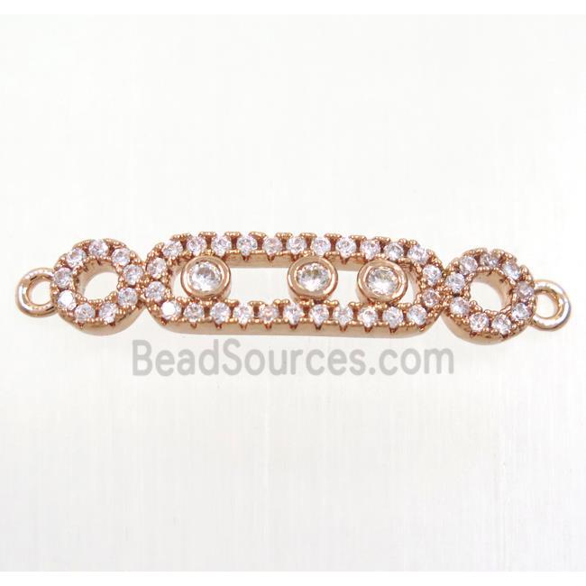 copper connector paved zircon, rose gold