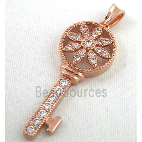 Zircon, copper pendant, red copper