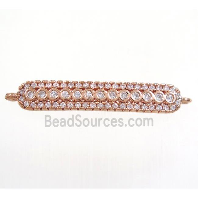 copper stick connector paved zircon, rose gold