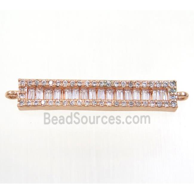 copper stick connector paved zircon, rose gold