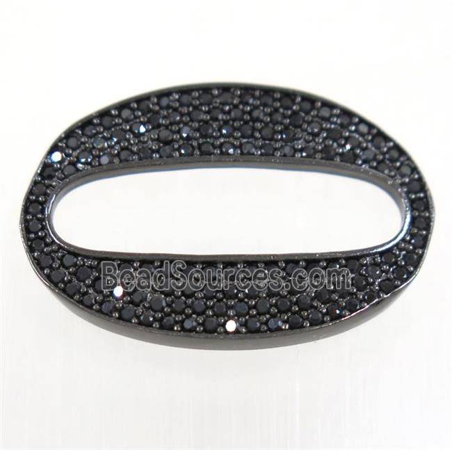 copper oval connector paved zircon, black plated