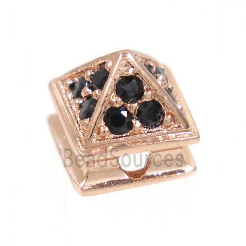 copper bead paved zircon, rose gold