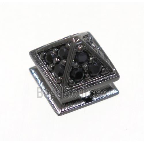 copper pagoda bead paved zircon, black plated