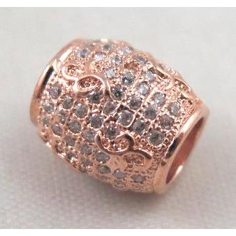 Zircon copper spacer bead, rose gold plated