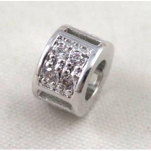 Zircon copper spacer bead, platinum plated