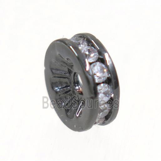 copper heishi beads paved zircon, black plated