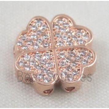 Zircon copper spacer bead, rose gold plated