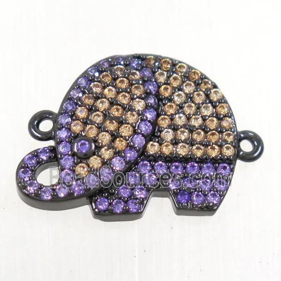 copper Elephant connector paved zircon, black plated