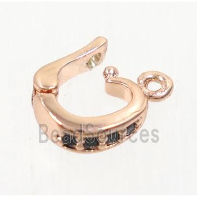 copper clasp paved zircon, rose gold