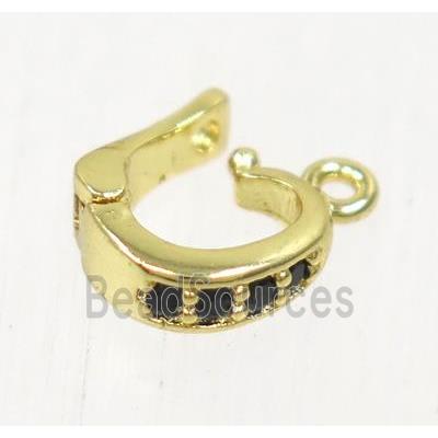 copper clasp paved zircon, gold plated