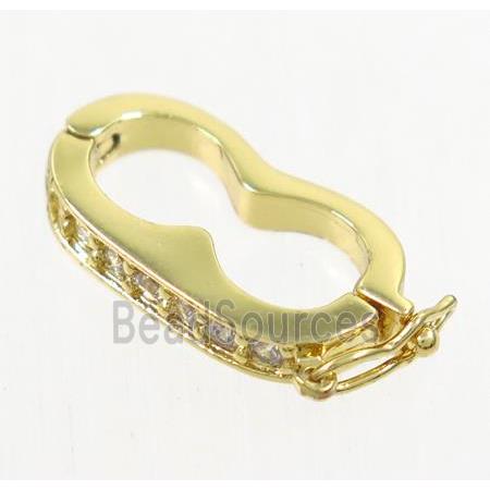 copper clasp paved zircon, gold plated