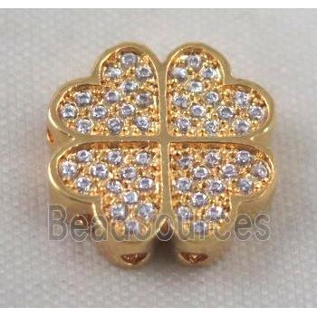 Zircon copper spacer bead, gold plated