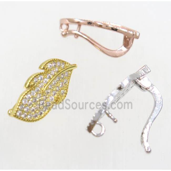 copper leaf clasp paved zircon, mix color