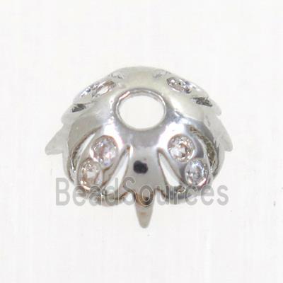 copper beadscap paved zircon, platinum plated