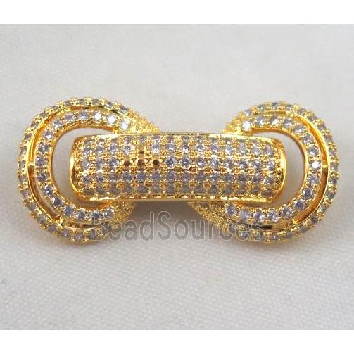 copper clasp paved zircon, gold plated