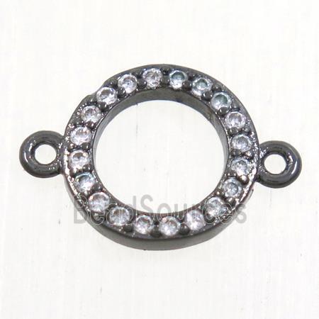 copper circle connector paved zircon, black plated