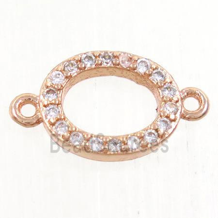 copper oval connector paved zircon, rose gold