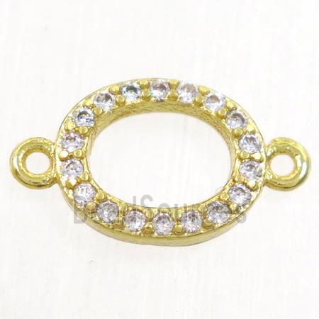 copper oval connector paved zircon, gold plated