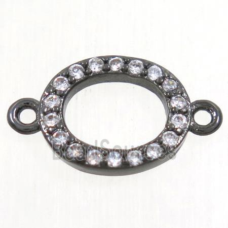 copper oval connector paved zircon, black plated