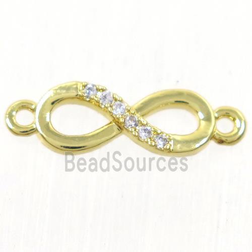 copper infinity connector paved zircon, gold plated