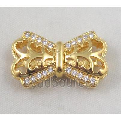 copper sparcer bead paved zircon, gold plated