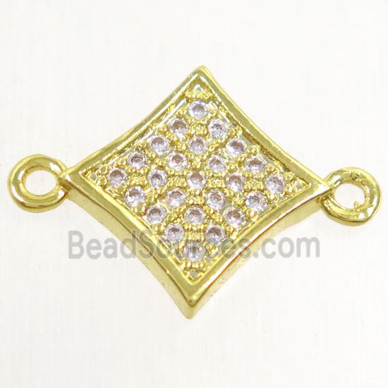 copper star connector paved zircon, gold plated