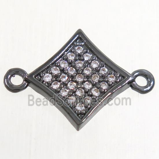 copper star connector paved zircon, black plated