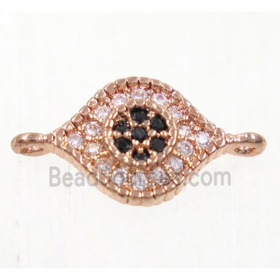 copper eye connector paved zircon, rose gold