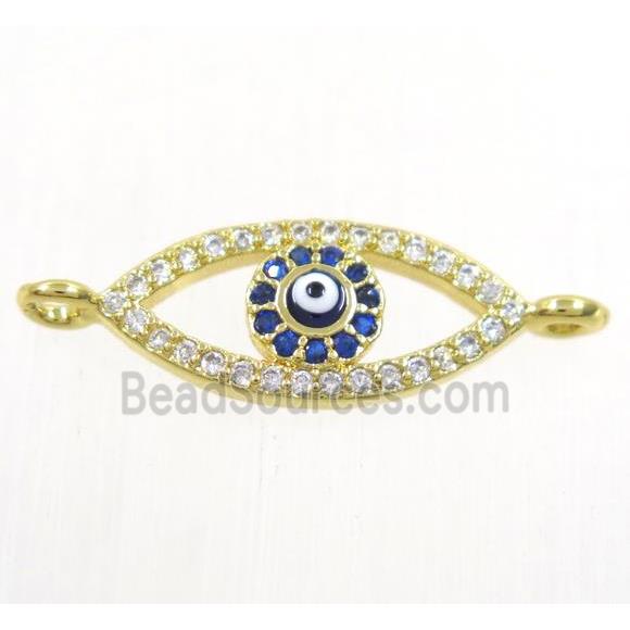 copper evil eye connector paved zircon, gold plated