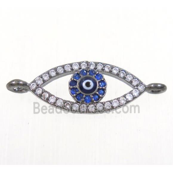 copper evil eye connector paved zircon, black plated