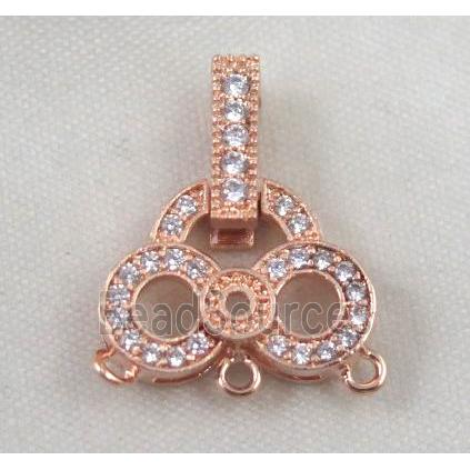 copper pendant paved zircon, rose gold plated