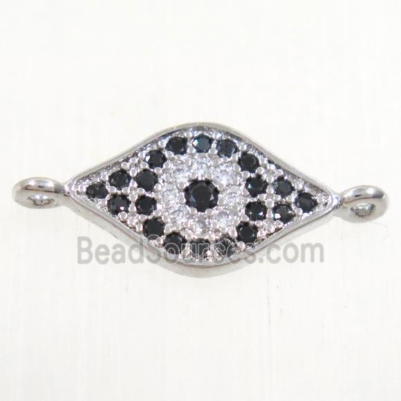 copper eye connector paved zircon, platinum plated