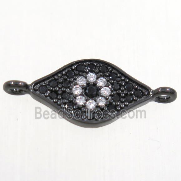 copper eye connector paved zircon, black plated