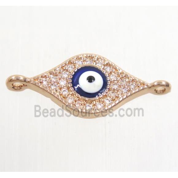 copper evil eye connector paved zircon, rose gold