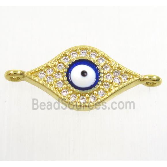 copper evil eye connector paved zircon, gold plated