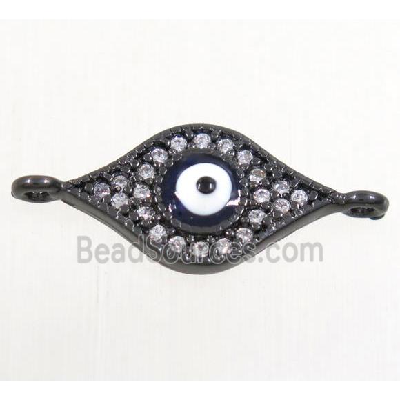 copper evil eye connector paved zircon, black plated