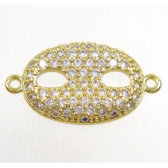 copper eyepatch connector paved zircon, gold plated