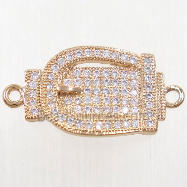 copper buckle connector paved zircon, rose gold